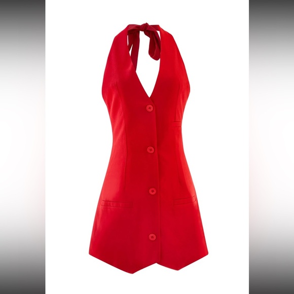 NWT Priceless Red Vest Halter Backless Dress - Picture 6 of 7